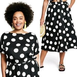 Tabitha Brown | Women's Polka Dot Black and White Skirt Set (Size Medium)